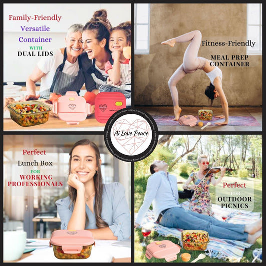 Family-Friendly Dual Lid Glass Containers | Ai Love Peace