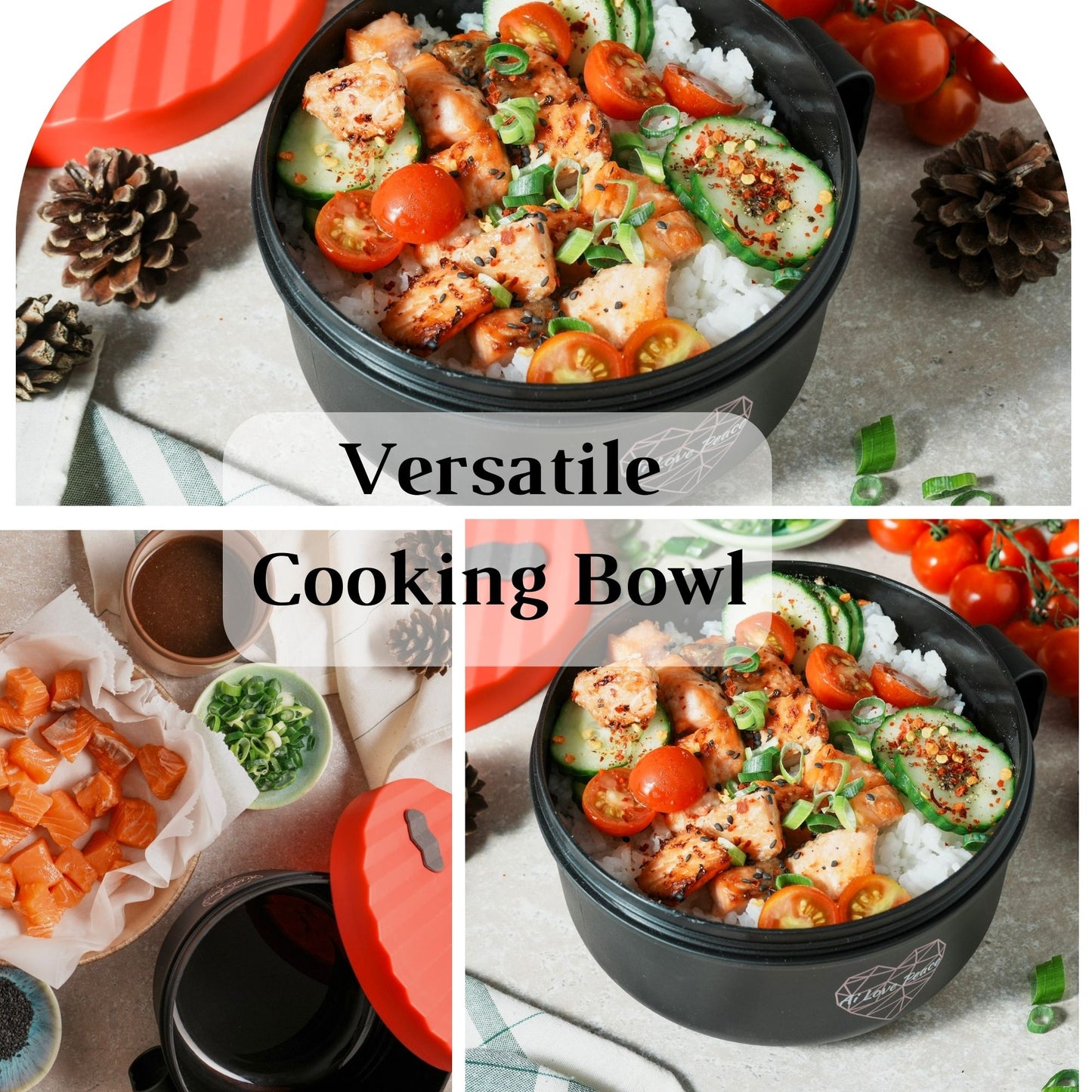 Ai Love Peace Ramen Bowl, Ramen Cooker, Microwave Ramen Bowl, Large Noodle Bowl 40 oz,Microwave Bowl with Lid, Portable Noodle Bowls, Ramen Bowl Microwavable for Home Office Dorm Room College gift.
