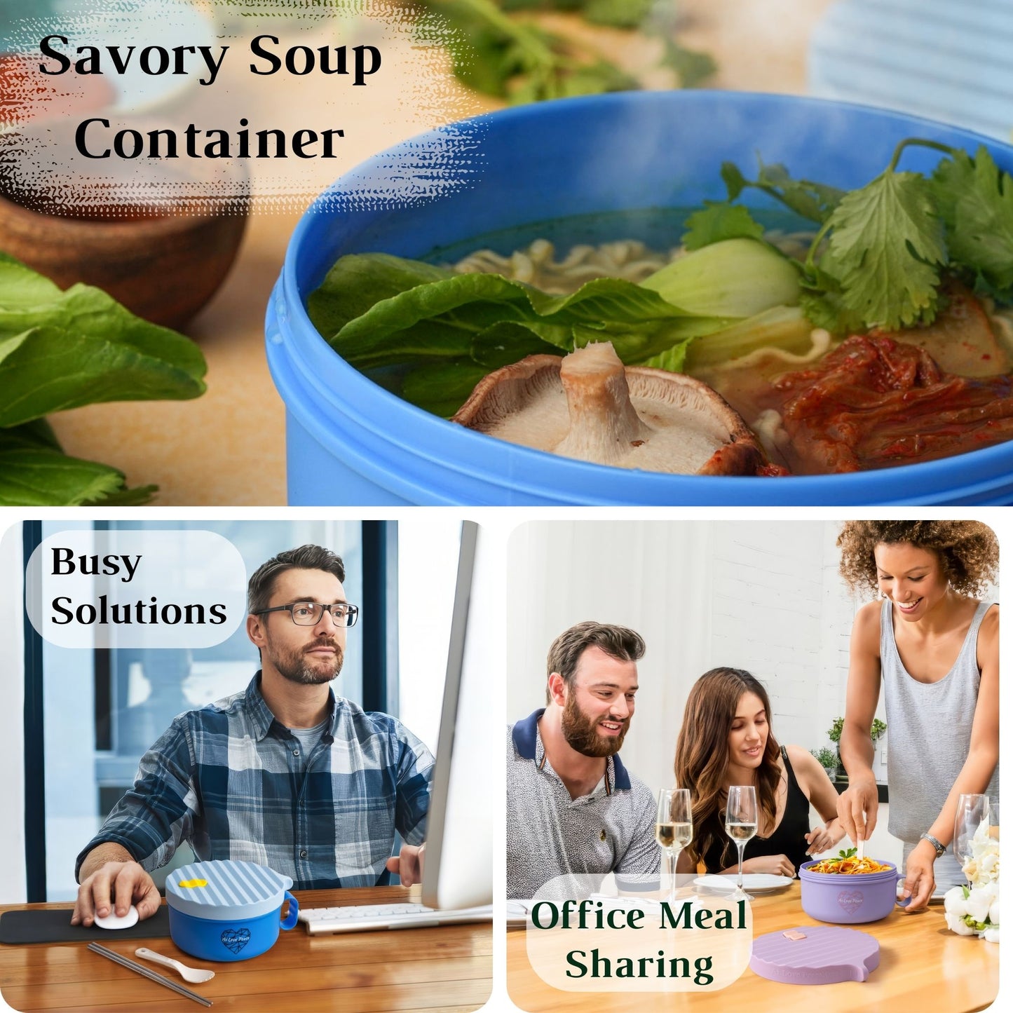 Microwave Ramen Bowl Set – Heat, Eat & Go | Leak-Proof with Folding Spork & Utensil Bag Success Active Submit Title