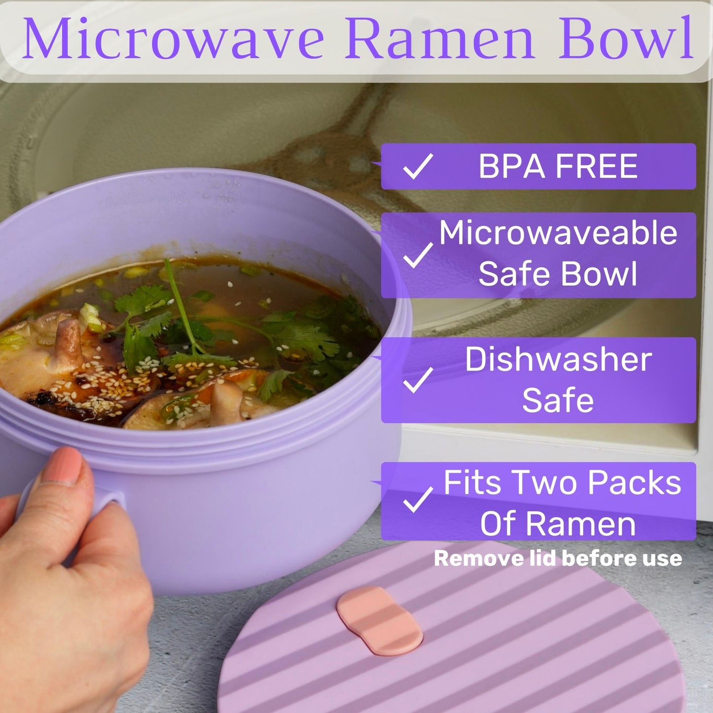 Ai Love Peace Ramen Bowl, Ramen Cooker, Microwave Ramen Bowl, Large Noodle Bowl 40 oz,Microwave Bowl with Lid, Portable Noodle Bowls, Ramen Bowl Microwavable for Home Office Dorm Room College gift.