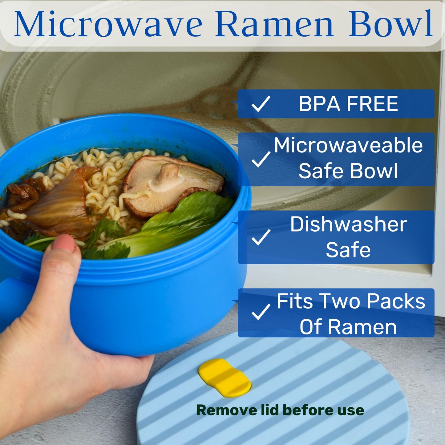 Microwave Ramen Bowl Set – Heat, Eat & Go | Leak-Proof with Folding Spork & Utensil Bag Success Active Submit Title