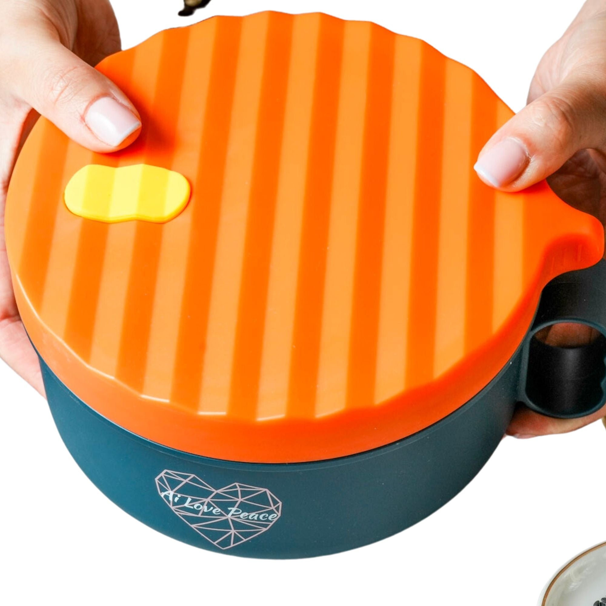 Ai Love Peace Ramen Bowl, Ramen Cooker, Microwave Ramen Bowl, Large Noodle Bowl 40 oz,Microwave Bowl with Lid, Portable Noodle Bowls, Ramen Bowl Microwavable for Home Office Dorm Room College gift.