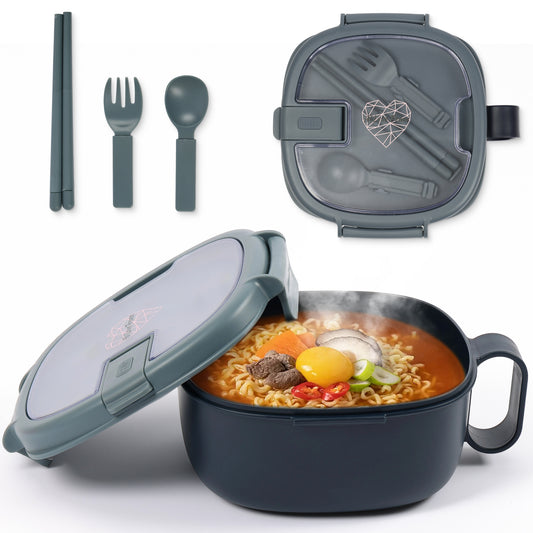 Microwavable Ramen Bowl - Leakproof Container with Lid & Built-In Utensils