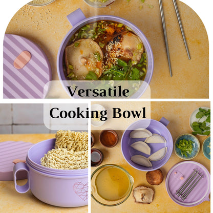Ai Love Peace Ramen Bowl, Ramen Cooker, Microwave Ramen Bowl, Large Noodle Bowl 40 oz,Microwave Bowl with Lid, Portable Noodle Bowls, Ramen Bowl Microwavable for Home Office Dorm Room College gift.