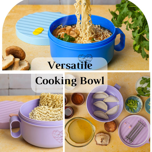 Microwave Ramen Bowl Set – Heat, Eat & Go | Leak-Proof with Folding Spork & Utensil Bag Success Active Submit Title