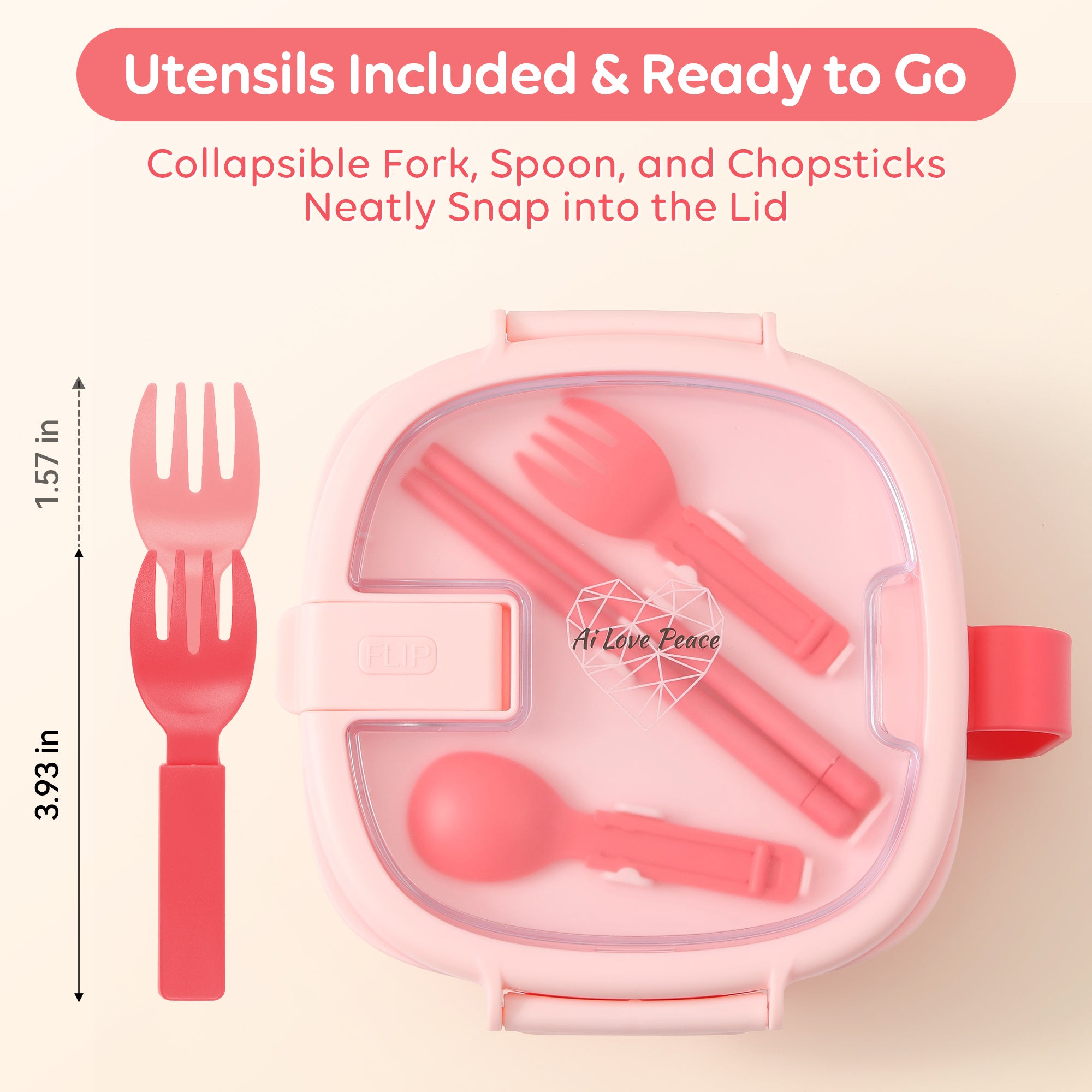 Microwavable Ramen Bowl - Leakproof Container with Lid & Built-In Utensils