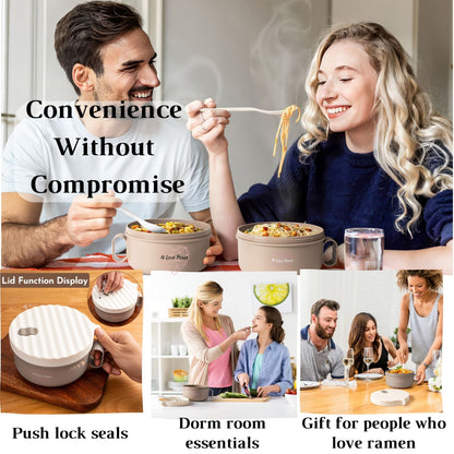 Ai Love Peace Ramen Bowl, Ramen Cooker, Microwave Ramen Bowl, Large Noodle Bowl 40 oz,Microwave Bowl with Lid, Portable Noodle Bowls, Ramen Bowl Microwavable for Home Office Dorm Room College gift.