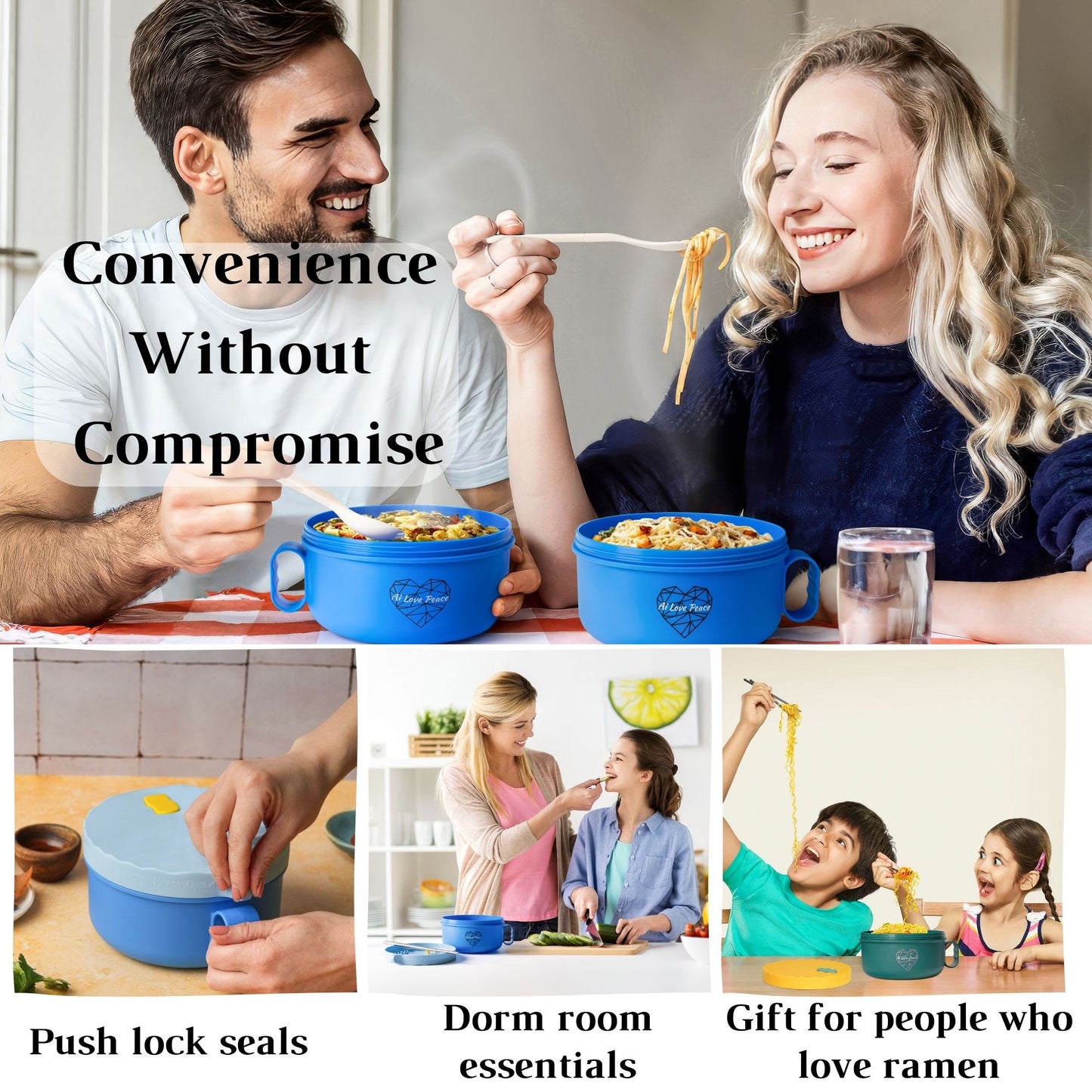 Microwave Ramen Bowl Set – Heat, Eat & Go | Leak-Proof with Folding Spork & Utensil Bag Success Active Submit Title