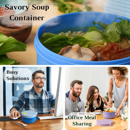 Microwave Ramen Bowl Set – Heat, Eat & Go | Leak-Proof with Folding Spork & Utensil Bag Success Active Submit Title