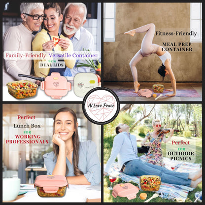 Ai Love Peace Glass Lunch Container – Perfect for On-the-Go Meals