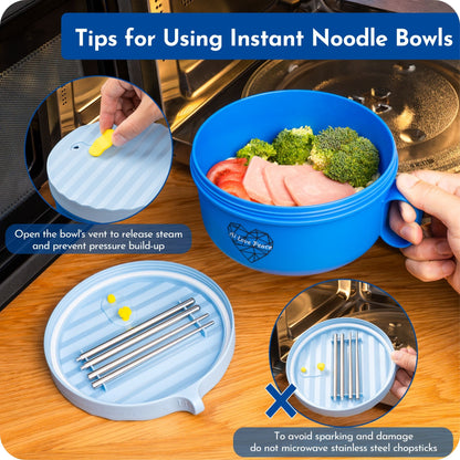 Ai Love Peace Ramen Bowl, Ramen Cooker, Microwave Ramen Bowl, Large Noodle Bowl 40 oz,Microwave Bowl with Lid, Portable Noodle Bowls, Ramen Bowl Microwavable for Home Office Dorm Room College gift.