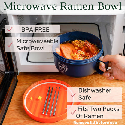Ai Love Peace Ramen Bowl, Ramen Cooker, Microwave Ramen Bowl, Large Noodle Bowl 40 oz,Microwave Bowl with Lid, Portable Noodle Bowls, Ramen Bowl Microwavable for Home Office Dorm Room College gift.