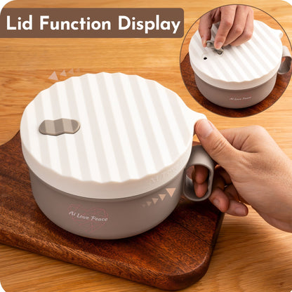 Ai Love Peace Ramen Bowl, Ramen Cooker, Microwave Ramen Bowl, Large Noodle Bowl 40 oz,Microwave Bowl with Lid, Portable Noodle Bowls, Ramen Bowl Microwavable for Home Office Dorm Room College gift.
