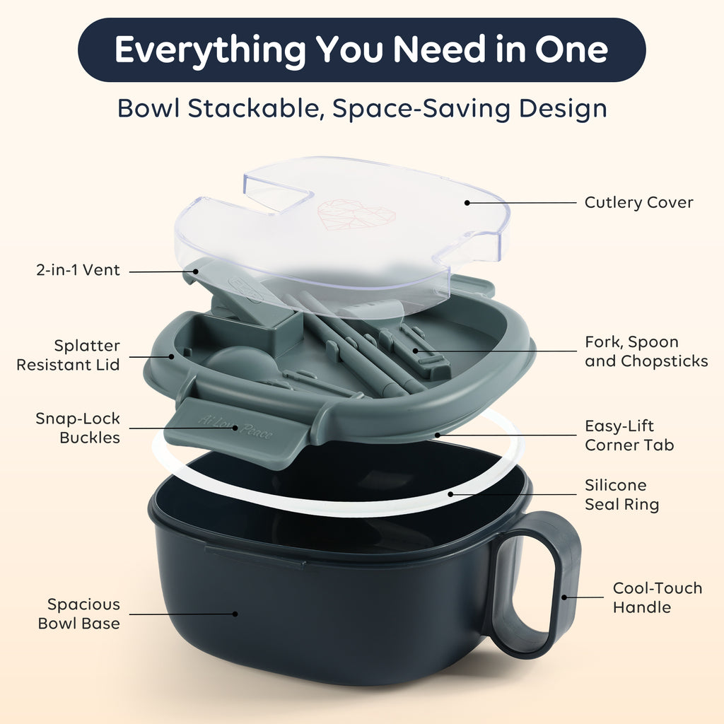 Ai Love Peace Ramen Bowl Gift Set with Insulated Lunch Bag & Ice Pack