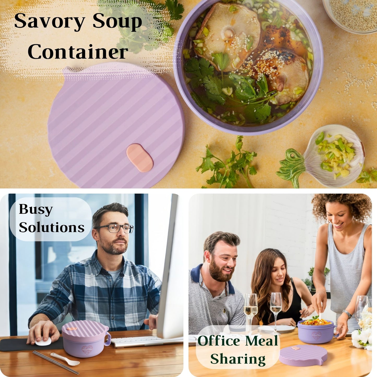 Ai Love Peace Ramen Bowl, Ramen Cooker, Microwave Ramen Bowl, Large Noodle Bowl 40 oz,Microwave Bowl with Lid, Portable Noodle Bowls, Ramen Bowl Microwavable for Home Office Dorm Room College gift.