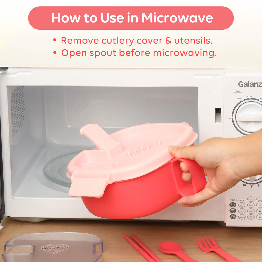 Microwavable Ramen Bowl - Leakproof Container with Lid & Built-In Utensils