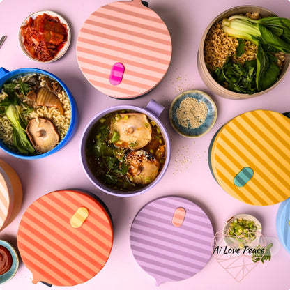 Ai Love Peace Ramen Bowl, Ramen Cooker, Microwave Ramen Bowl, Large Noodle Bowl 40 oz,Microwave Bowl with Lid, Portable Noodle Bowls, Ramen Bowl Microwavable for Home Office Dorm Room College gift.