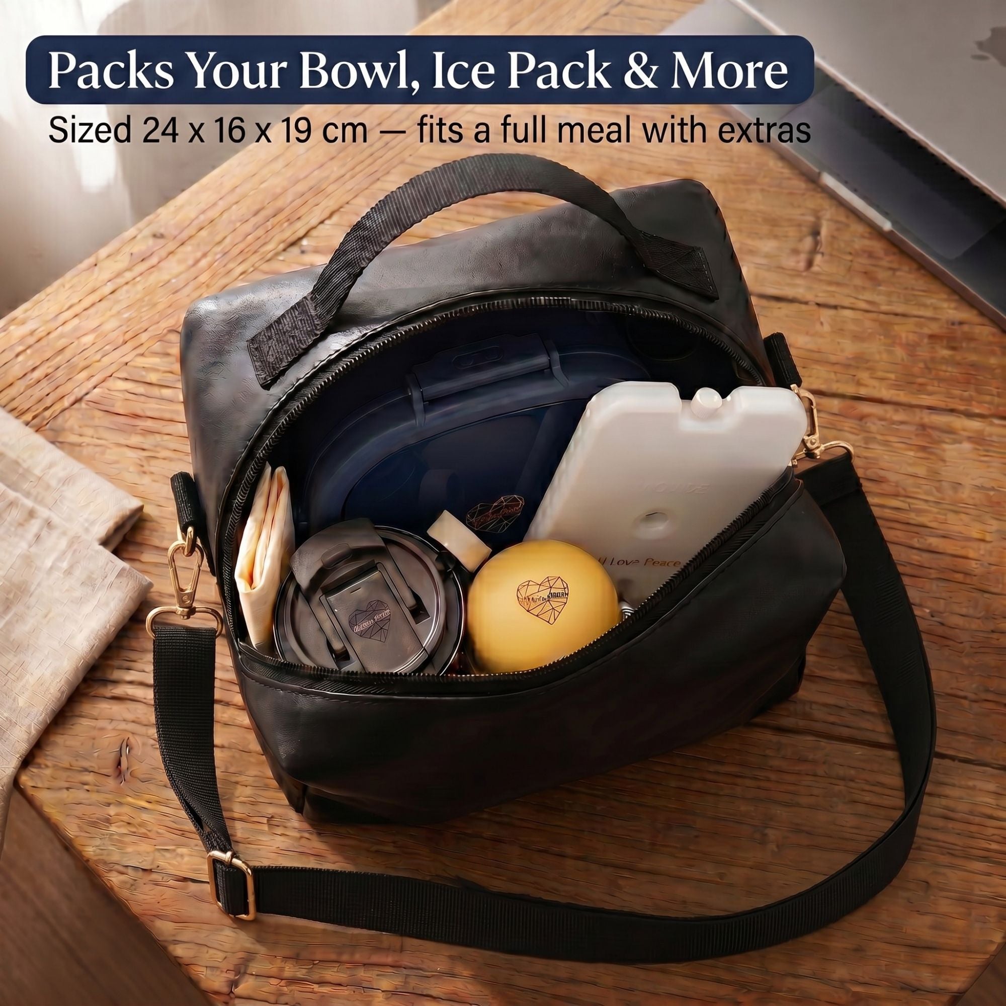 Ai Love Peace Ramen Bowl Gift Set with Insulated Lunch Bag & Ice Pack