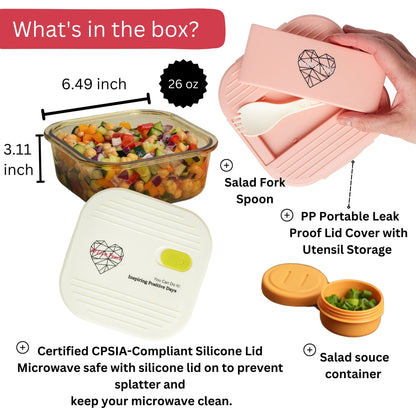 Ai Love Peace Glass Lunch Container – Perfect for On-the-Go Meals