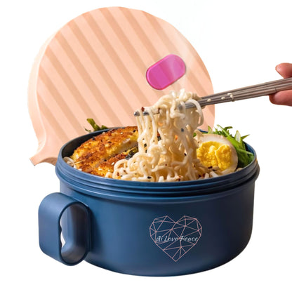 Ai Love Peace Ramen Bowl, Ramen Cooker, Microwave Ramen Bowl, Large Noodle Bowl 40 oz,Microwave Bowl with Lid, Portable Noodle Bowls, Ramen Bowl Microwavable for Home Office Dorm Room College gift.