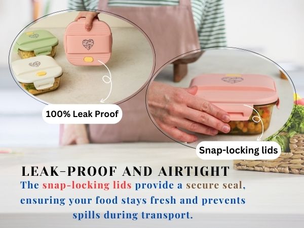 Ai Love Peace Glass Lunch Container – Perfect for On-the-Go Meals ( Pink & Green)