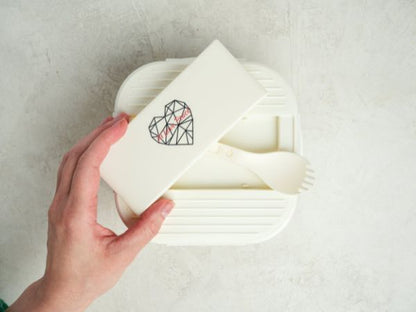 Ai Love Peace Glass Lunch Container – Perfect for On-the-Go Meals ( White & Red)