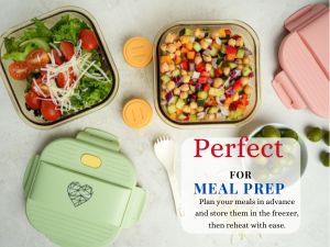 Ai Love Peace Glass Lunch Container – Perfect for On-the-Go Meals ( Green & White)