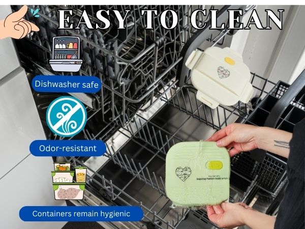 Ai Love Peace Glass Lunch Container – Perfect for On-the-Go Meals( White & Green)