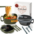 Ai Love Peace Square Dual Bowl Set — Microwave-Safe Ramen Bowls That Don't Burn Your Hands