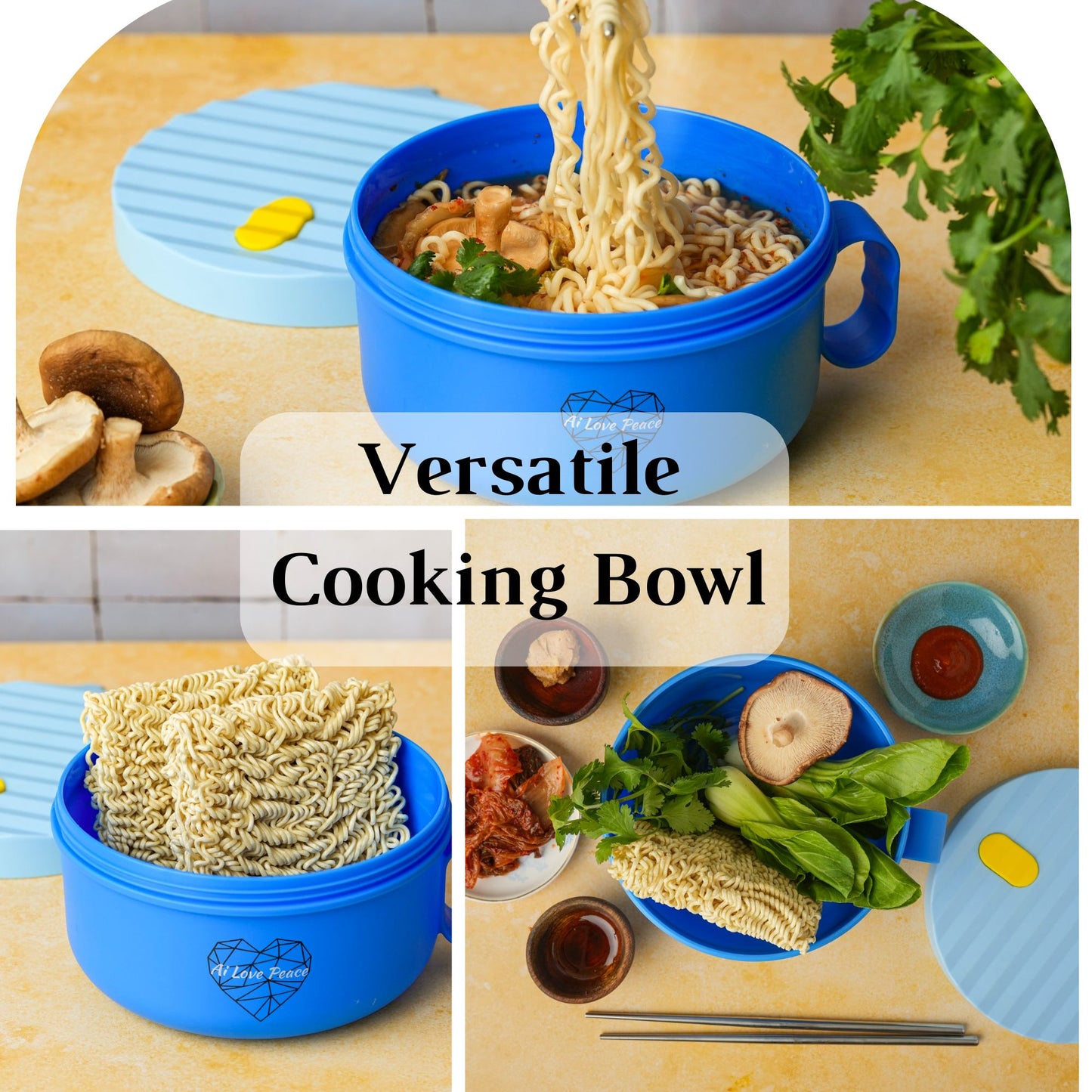 Microwave Ramen Bowl Set – Heat, Eat & Go | Leak-Proof with Folding Spork & Utensil Bag Success Active Submit Title