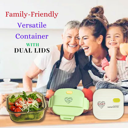 Ai Love Peace Glass Lunch Container – Perfect for On-the-Go Meals ( Green & White)