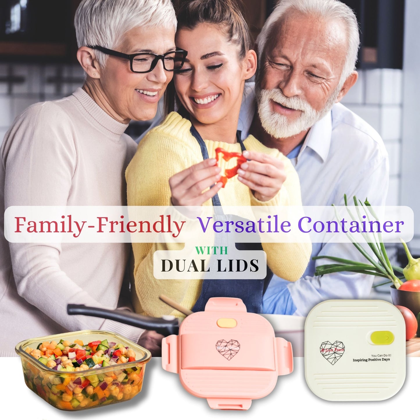 Ai Love Peace Glass Lunch Container – Perfect for On-the-Go Meals