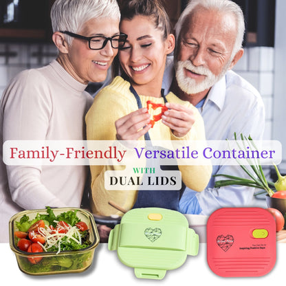 Ai Love Peace Glass Lunch Container – Perfect for On-the-Go Meals ( Green & Red)