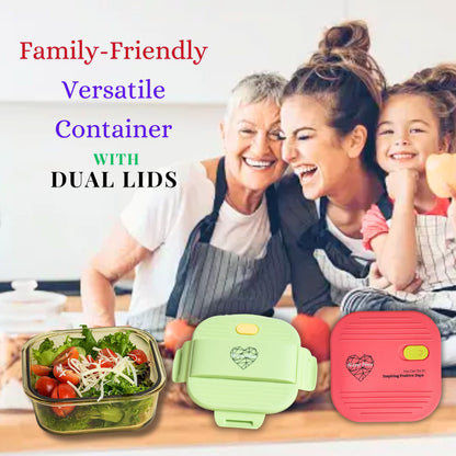 Ai Love Peace Glass Lunch Container – Perfect for On-the-Go Meals ( Green & Red)