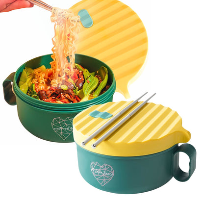 Ai Love Peace Ramen Bowl, Ramen Cooker, Microwave Ramen Bowl, Large Noodle Bowl 40 oz,Microwave Bowl with Lid, Portable Noodle Bowls, Ramen Bowl Microwavable for Home Office Dorm Room College gift.