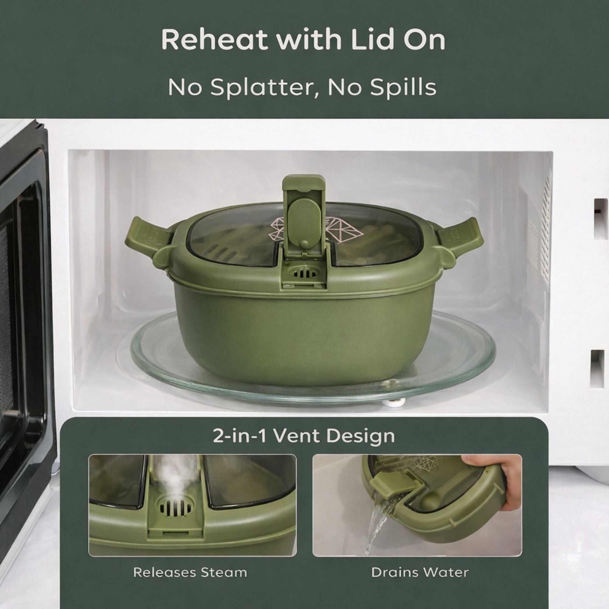 Microwavable Ramen Bowl - Leakproof Container with Lid & Built-In Utensils