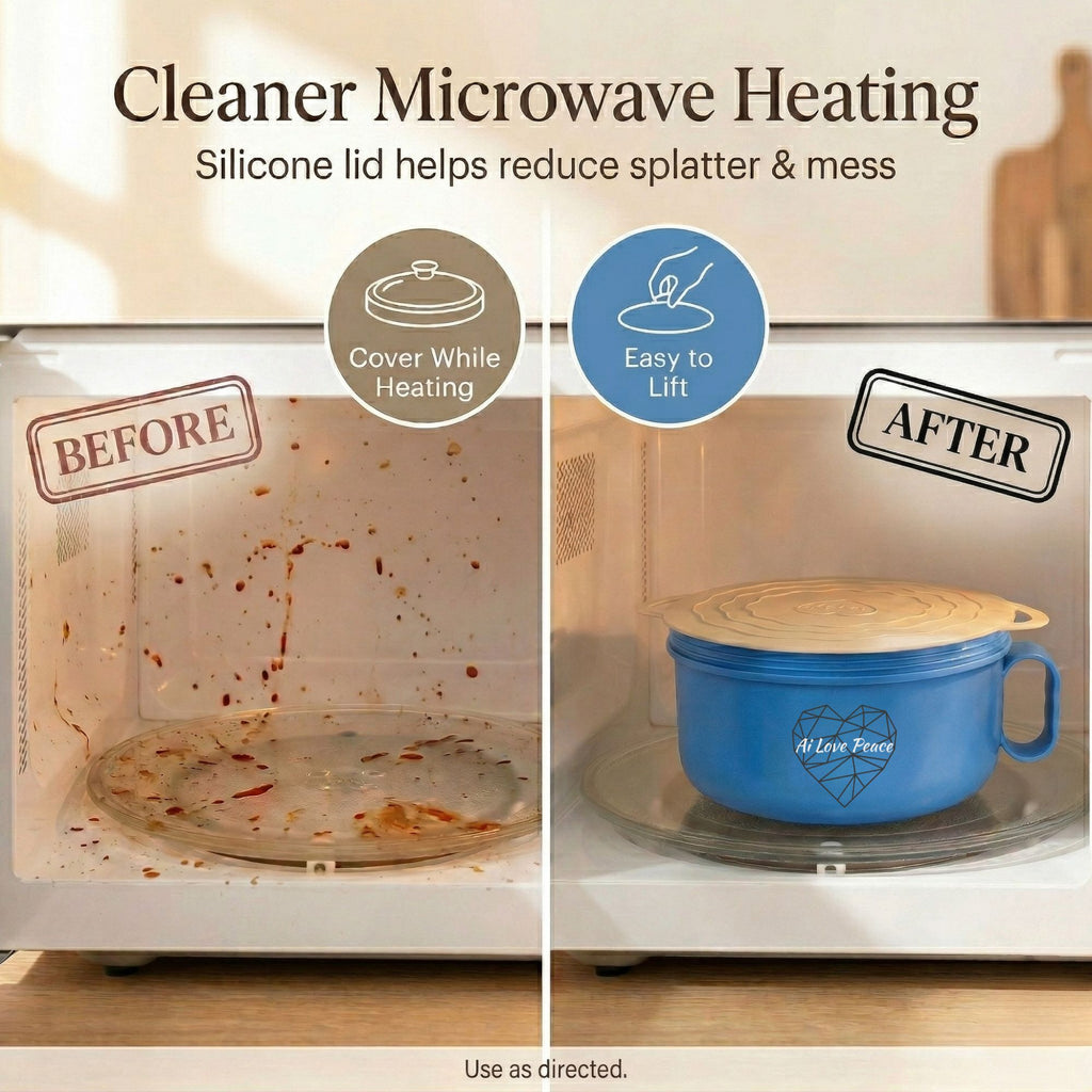 Ai Love Peace Ramen Bowl, Ramen Cooker, Microwave Ramen Bowl, Large Noodle Bowl 40 oz,Microwave Bowl with Lid, Portable Noodle Bowls, Ramen Bowl Microwavable for Home Office Dorm Room College gift.