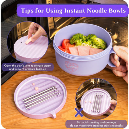 Microwave Ramen Bowl Set – Heat, Eat & Go | Leak-Proof with Folding Spork & Utensil Bag Success Active Submit Title